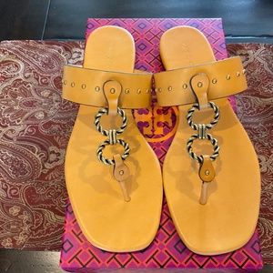 Tory Burch Arancio vintage plaque sandals , Size 9 , BNIB, sold out , MRSP $298
